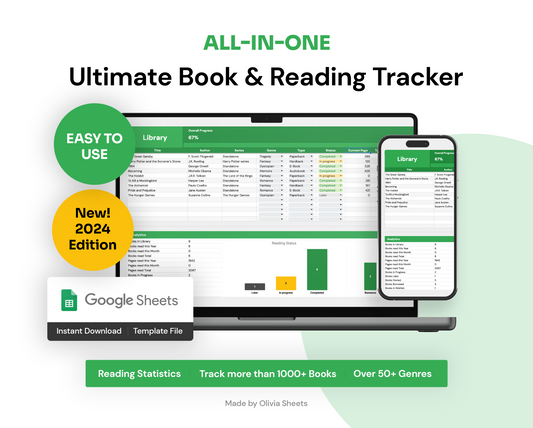 Ultimate Book & Reading Tracker, Google Sheets Template