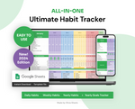 Ultimate Habits Tracker + Yearly Goals Tracker, Google Sheets Template